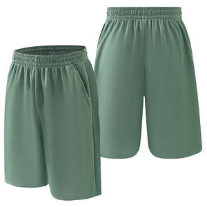 <b>Men's</b> Solid Color Quick Dry Polyester Bermuda Shorts With Elastic Waist And Side Stripe Custom Logo - Product Image 4