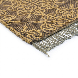 Alfombra de área moderna de tejido plano con flecos, personalizada, color marrón carbón y dorado, ecológica, antideslizante, de pelo grueso, ornamental, para hoteles, villas y salas de estar - Product Image 5