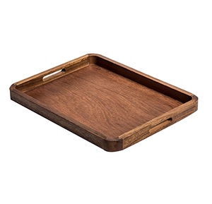 Plateau de service rectangulaire rustique en bois de manguier fait main avec poignées découpées – Idéal pour la cuisine et la table basse - Product Image 4