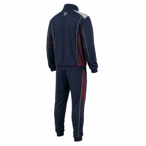 Dravelle Industry Men's Navy Blue <b>Tracksuit</b> Full Zip Jogging Suit Red Accents Side Pockets Breathable <b>Polyester</b> Material 2 1 - Product Image 4