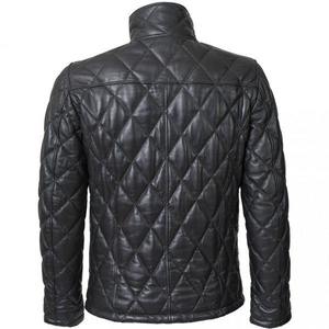 Wholesale <b>Mens</b> Leather Puffer <b>Jacket</b> Premium Quilted Warm Winter Coat Insulated Casual Outdoor Outerwear OEM - Product Image 4