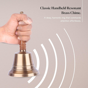 Solid <b>Brass</b> Hand <b>Bell</b> with Wooden Handle Loud Clear Tone 8x4 Antique <b>brass</b> finish corrosion-resistant, comfortable grip - Product Image 5