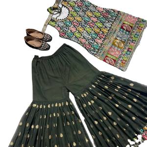 Costume Sharara de Travail de Broderie en Fausse Georgette Lourde par FabZone - Product Image 1