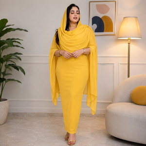 Voile de coton jaune |   Toub soudanais 100% teint uni, vêtement traditionnel pour femmes, tissu pur, doux, respirant et léger pour un usage quotidien - Product Image 4