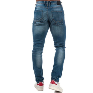 <b>Men</b> Slim Fit <b>Stretch</b> Denim Jeans Mid Blue Tapered Leg Distressed Washed Casual Fashion Jeans OEM Custom - Product Image 2