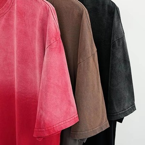 เสื้อยืดวินเทจผู้ชายสำหรับฤดูร้อน คุณภาพสูง ผ่านกระบวนการฟอกสี 100% ผ้าฝ้าย ทรงปกติ ลายเรียบ สีทูโทน เป็นมิตรต่อสิ่งแวดล้อม แห้งเร็ว - Product Image 6