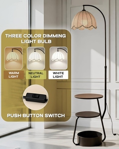 3 Shelve Lamp Wholesale Modern Arc Floor Lamp Manufacturer Built-in Side <b>Table</b> Storage Shelf standing lamp OEM ODM <b>Space</b>-<b>Saving</b> - Product Image 2