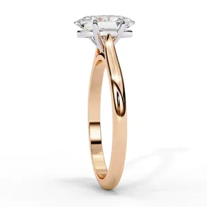 Bague solitaire ovale en diamant de laboratoire 1 carat, à quatre griffes, avec tige cathédrale, certifiée IGI, en or 18 carats, bijou de fiançailles intemporel pour mariée - Product Image 3