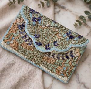 Bolso de Mano Rectangular FAIZA CRAFT, Bordado a Mano con Cuentas y Flores, con Cadena Desmontable, Ligero, para Bodas/Eventos Nocturnos - Product Image 6