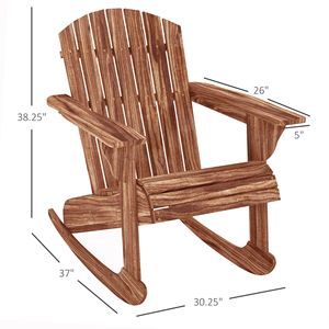 Silla Mecedora Adirondack con Diseño de Listones, Madera Carbonizada, Asiento para Exteriores con Chimenea - Product Image 3