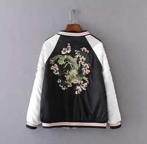<b>Chinese</b> Style Embroidered Varsity <b>Jacket</b> Solid Pattern Single Button Closure Stand Collar Front Regular Fit Unisex Winter Wear - Product Image 2