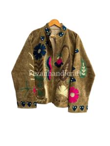 Manteau bohème pour femme, broderie florale Suzani, deux poches latérales, style bohème hippie, veste courte à séchage rapide, faite à la main - Product Image 1