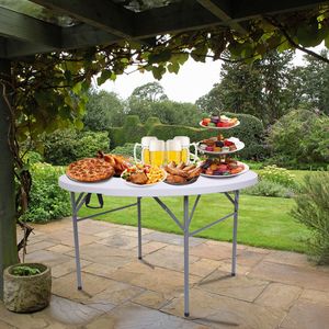 <b>White</b> XH 48inch/32inch <b>Round</b> Folding Utility <b>Table</b> for Outdoor Use Stylish <b>White</b> Folding <b>Table</b> for Patio or Garden - Product Image 2