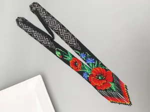 GLAMOUR MEILLEURE VENTE Collier gerdan ethnique populaire avec perles de fleurs rouges, bijoux ukrainiens, long collier gerdan bohème perlé - Product Image 2