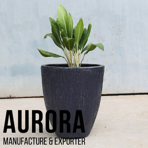 Ensemble de pots de fleurs en céramique rustique écologiques avec trou de drainage, jardinières d'extérieur, design texturé bleu foncé pour fleurs vertes - Product Image 3