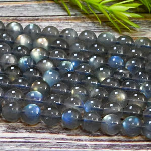 Perles lisses en labradorite arc-en-ciel naturelle bleue de haute qualité pour la fabrication de bijoux, vente en gros, bracelets et colliers - Product Image 1