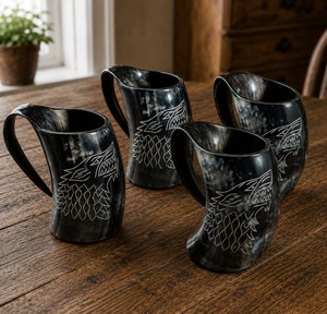 Jarra de Cuerno Natural Vikinga para Beber Vino o Cerveza, Diseño Vintage Ecológico, Ligera, Regalo Empresarial para Fiestas y Bodas - Product Image 6