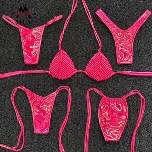 Biquíni String Triângulo Halter de Luxo 2026 com Alças de Ombro com Miçangas em Tecido de Secagem Rápida para Moda Praia - Product Image 1