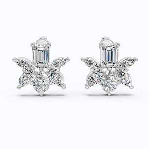 Pendientes de Diamantes Cultivados en Laboratorio con Corte Mariposa, 1.84 CT.T.W, Multi Stud, Oro Sólido de 14K, Chapado en Rodio, Certificado IGI, Lujo - Product Image 1