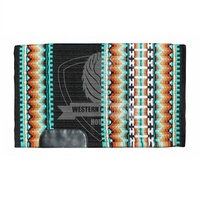 Tapis de selle en coton à motif géométrique coloré de style western avec doublure en polaire pour la course hippique, confortable