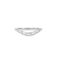 Bague de mariage Art Déco en or massif 10K 14K 18K avec diamant de laboratoire taille baguette, minimaliste et incurvée, pour demande en mariage, promesse ou anniversaire