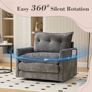 United We Win Mid Century Modern Swivel Accent <b>Chair</b> <b>Single</b> Sofa Thick Padded <b>Arm</b> Solid Metal Base Comfortable <b>Chair</b> Living Room - Product Image 2