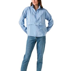 Respirant col montant demi-fermeture éclair coupe-vent en plein air course Gym Fitness vêtements de sport Nylon pull veste pour les femmes - Product Image 4