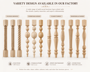 Solid Wood Table Leg Unfinished Solid Wood Turned Table Legs with Square Top 35.5 Inch Decorative Dining Table Legs - Product Image 4