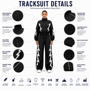 Nylon Black Athletic Training Tracksuit <b>Set</b> with Full Zip Jacket and Pants for Sports Fitness Running Gym and Outdoor Wear - Product Image 3