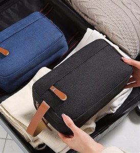 Trousse de Toilette en Cuir et Toile, Organisateur de Voyage, Trousse de Rangement Cosmétique Étanche, Grande Trousse de Voyage LCTB-0038 - Product Image 2