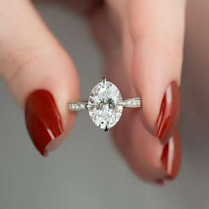 Anillo de Compromiso/Boda de Oro Blanco de 14k con Diamante Cultivado en Laboratorio IGI/GIA, Corte Pera, Unisex, para Regalo de Aniversario - Product Image 1