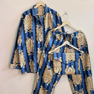 Ensemble de pyjama en coton imprimé animal, ensemble de chemises de nuit, ensemble de vêtements de détente pour femmes - Product Image 1