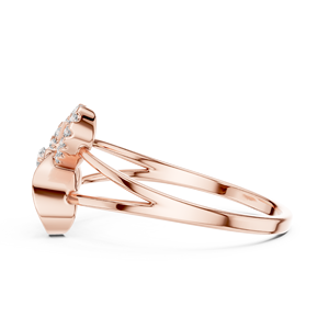 Anillo de Oro Rosa de 10K con Diamante Cultivado en Laboratorio de Corte Redondo en Forma de Corazón de Mariposa, Menos de 1 Quilate, de Lujo para Mujer - Product Image 3