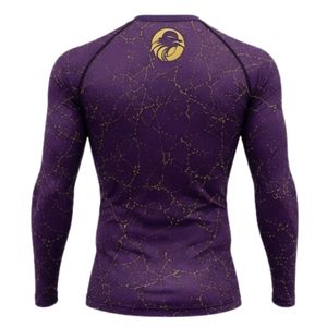 Purple Long Sleeve Compression <b>Shirt</b> Crackle Print Athletic Training Gym Workout Breathable Sublimated Performance Sportswear - Product Image 2