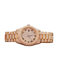 Montre pour homme en acier inoxydable de luxe avec cadran en verre à aiguilles, mouvement à quartz, 46 mm, diamant blanc brillant en moissanite VVS - Product Image 2