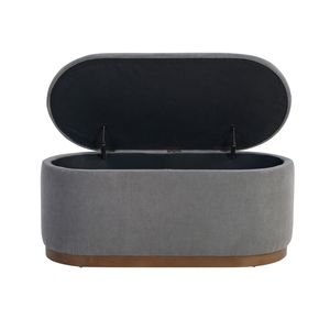 Panca contenitore sollevabile in tessuto di velluto a coste grigio con seduta imbottita in schiuma per arredamento soggiorno - Product Image 5