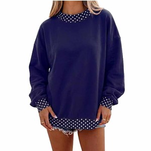 Sweat-shirt décontracté en coton à pois pour femme, imprimé NYC, coupe classique, pour l'automne, avec appliqué - Product Image 6