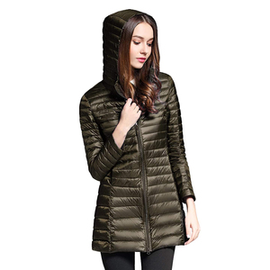Chaqueta Acolchada con Capucha para Mujer, Chaqueta de Invierno de Manga Larga con Cierre de Cremallera, Color Sólido, Relleno de Poliéster - Product Image 1