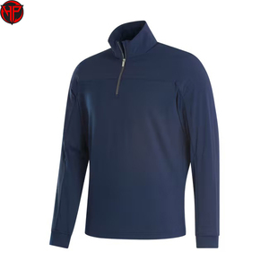 Sudadera de malla con cremallera de un cuarto para hombre, con logo personalizado, paneles de bloques de color y rayas, estilo casual, transpirable y que absorbe la humedad, ideal para golf. - Product Image 2