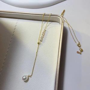 Collier en argent pur S925 avec perles d'eau douce naturelles, style long simple et luxueux, tendance pour hommes et femmes, nouveauté hiver 2024 - Product Image 2