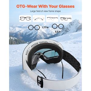 Occhiali da Sci Senza Montatura OTG per Uomo, Donna e Giovani, Lenti Cilindriche con Rivestimento Revo Rosa e Montatura in TPU, Occhiali da Neve Antiappannamento con Magnete - Product Image 5