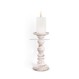 Support de bougie en bois de manguier artisanal d'inspiration vintage pour Noël, les fêtes, les mariages, la décoration de la maison - Product Image 2