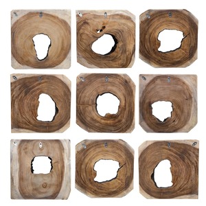 Décor mural rustique en bois creux, lot de 9 panneaux décoratifs suspendus en anneaux d'arbre naturels - Product Image 5