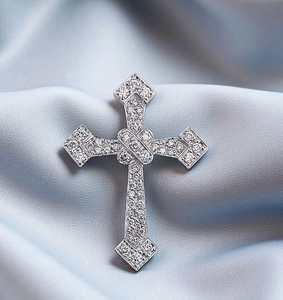 Pendentif pour homme plaqué argent, style punk, serti de diamants naturels taille brillant ronde, certifié IGI, pour rappeur - Product Image 3