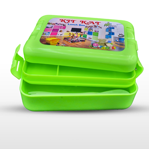 Boîte à lunch pour enfant pour l'école, conteneur repas 3 compartiments avec cuillère + fourchette, boîte à lunch rectangulaire pour l'école, les pique-niques et les sorties - Product Image 1