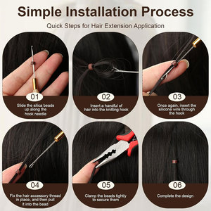 Professional 3-Hole Hair Extension Pliers Sewing Tool Kit with Loop <b>Needle</b>, Pulling Hook & Micro Ring <b>Beads</b> - Product Image 5
