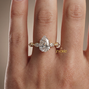 Pear Cut Lab Grown Diamond Engagement <b>Ring</b> 925 <b>Silver</b> Plated VS1 Clarity 0.89ct <b>Solitaire</b> Wedding <b>Ring</b> Women Luxury Bridal Party - Product Image 3