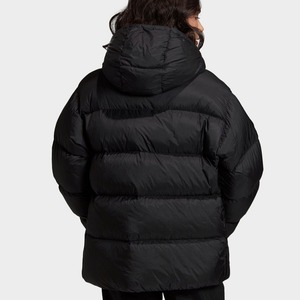 Women's Black Quilted Puffer <b>Jacket</b> With Hood Full Sleeve Winter Warm Zipper Closure Regular Length - Product Image 2