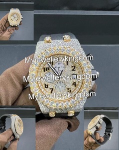 Montre en acier inoxydable et verre moissanite VVS, cadran moissanite, bicolore or jaune, résistance à l'eau 10 bars - Product Image 4