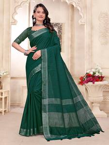 Ensemble de vêtements traditionnels pour couple comprenant un kurta en lin pour homme et un sari ethnique pour femme - Product Image 3